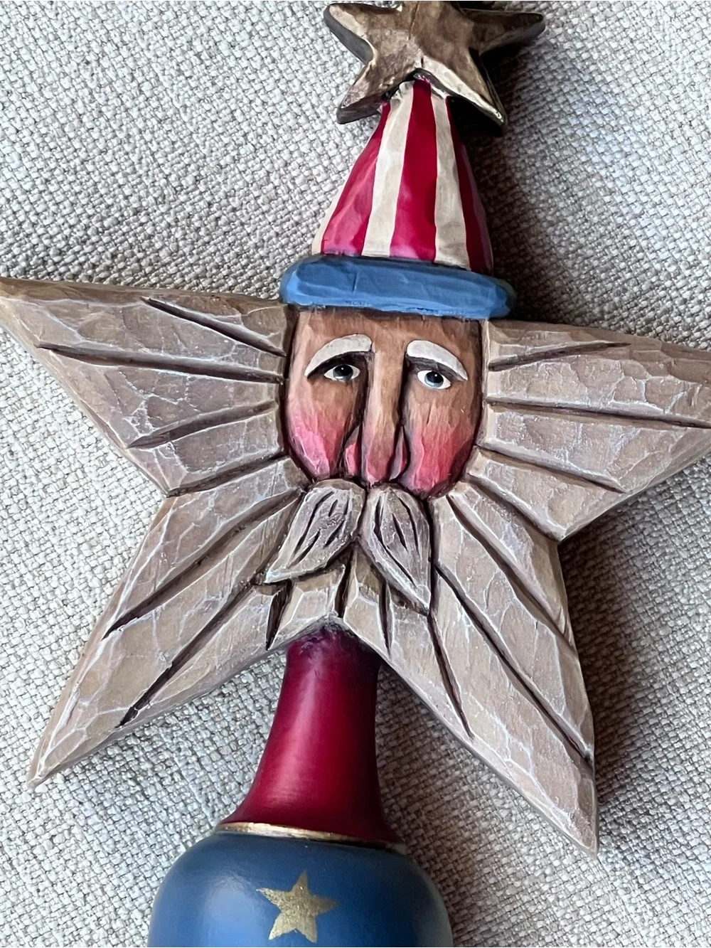 RARE Lori Miller USA Santa Christmas Holiday American Flag 250 Folk Art Collect